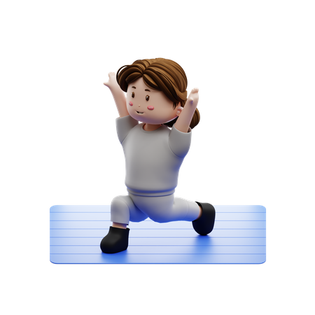 Woman Workout Body Stretching In Mattress  3D Icon