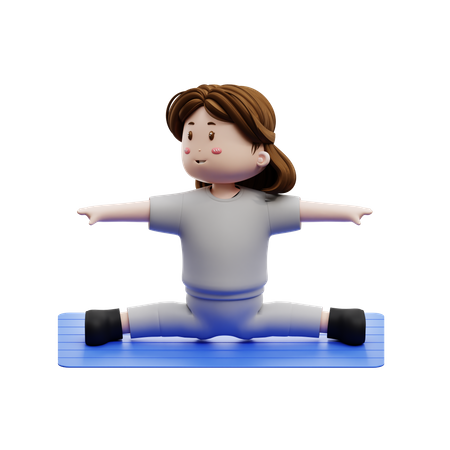 Woman Workout Body Stretching In Mattress  3D Icon