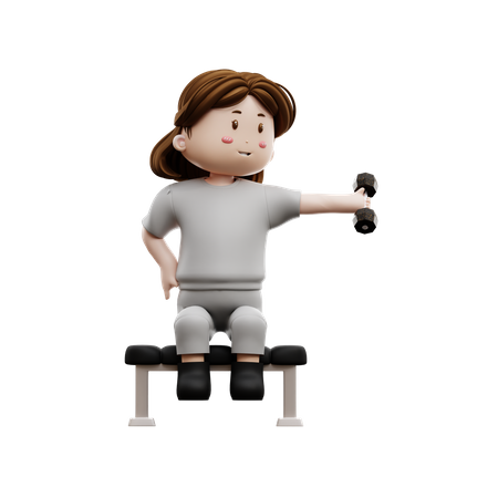 Woman Workout Exercises With Dumbbells  3D Icon