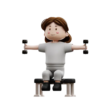 Woman Workout Exercises With Dumbbells  3D Illustration