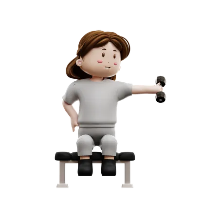 Woman Workout Exercises With Dumbbells 3D Illustration