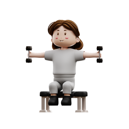 Woman Workout Exercises With Dumbbells 3D Illustration