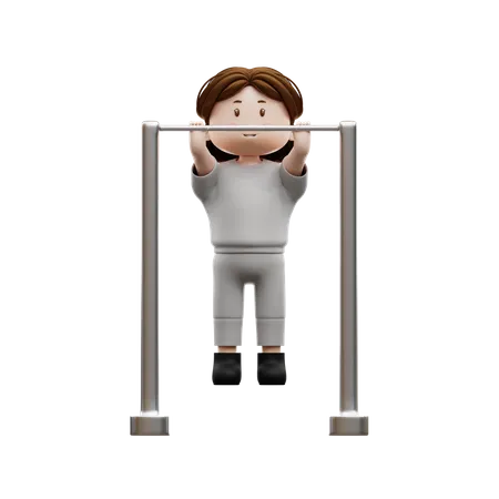 Woman Workout Pull Up 3D Illustration