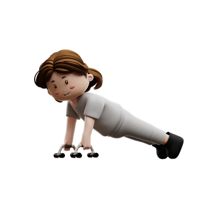 Woman Workout Push Ups  3D Icon