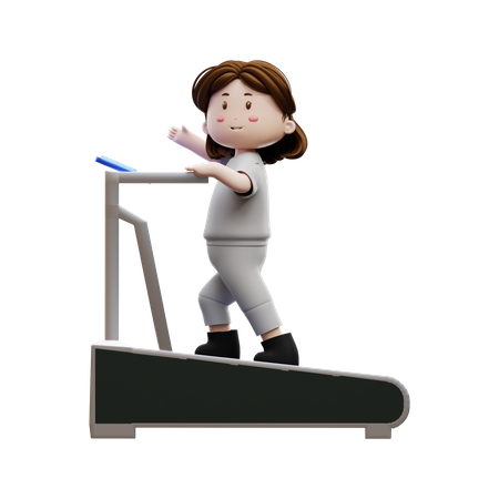 Woman Workout Running On A Treadmill  3D Icon