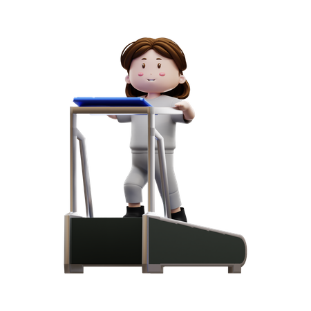 Woman Workout Running On A Treadmill 3D Illustration