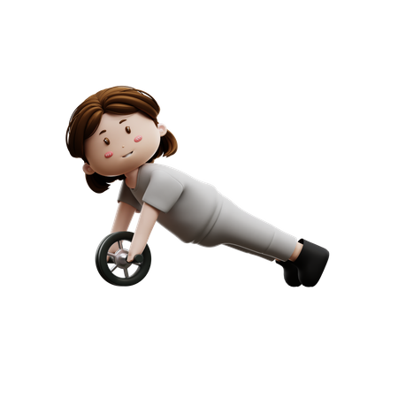 Woman Workout With Abs Roller  3D Icon