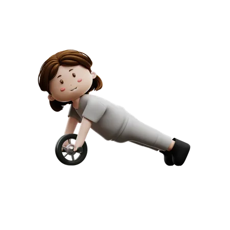 Woman Workout With Abs Roller  3D Illustration