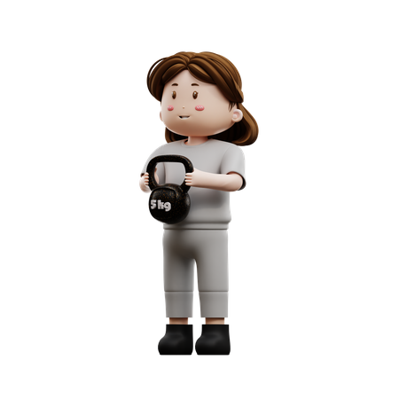 Woman Workout With Kettlebell  3D Icon