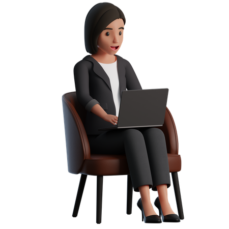 Woman works in modern chair  3D Illustration