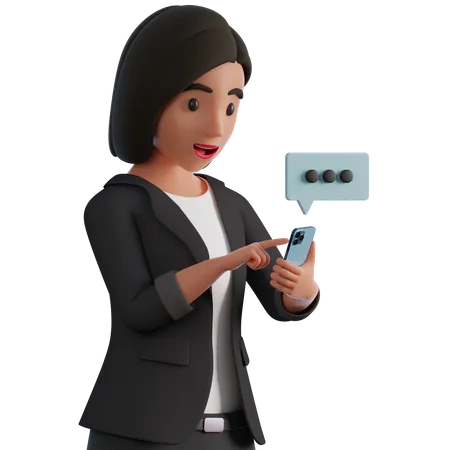 3 D Character Businesswoman In A Shirt Writing The Message 3D Illustration