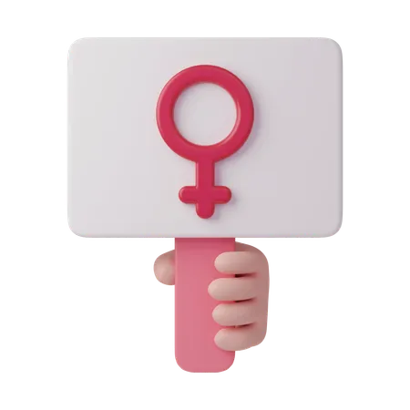 Hand Holding Pink Female Gender Equality Sign Icon International Womens Day 3 D Illustration Feminism Independence Freedom Empowerment Activism For Women Rights 3D Icon