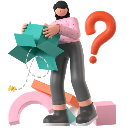 Woman's Package Lost  3D Illustration