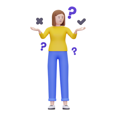 Women Are Confused About Choosing Something  3D Icon