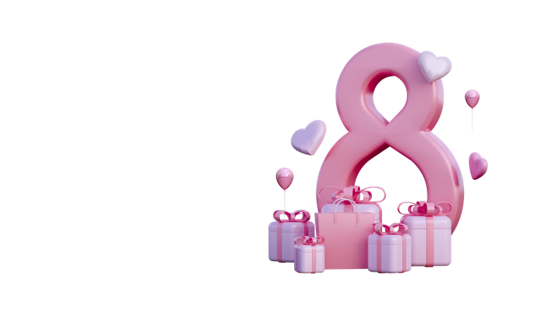 Women Day Eight  3D Illustration