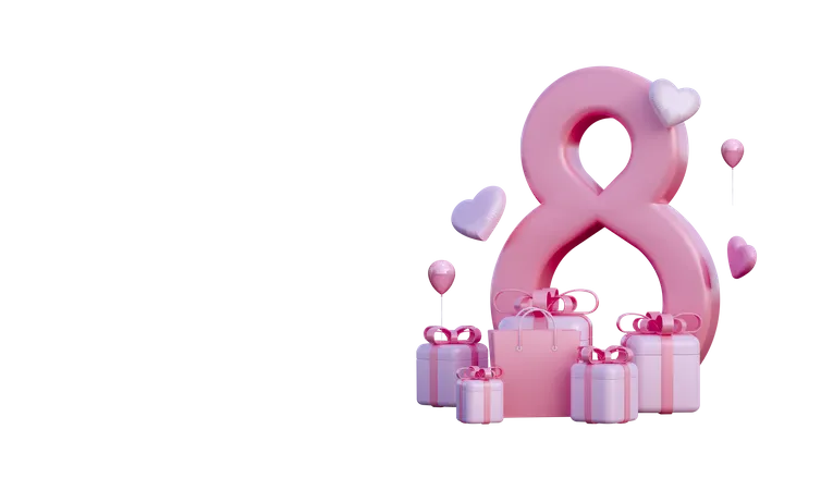 Women Day Eight  3D Illustration