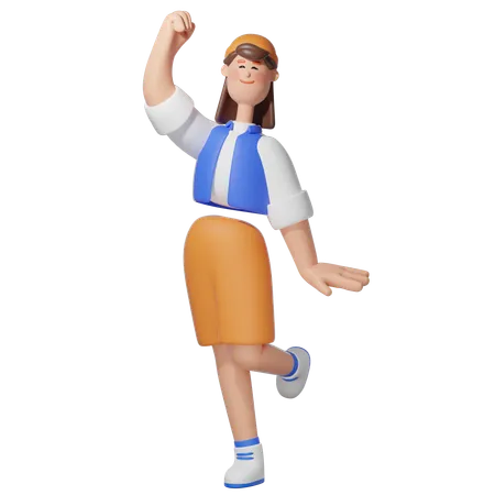 興奮している女性  3D Illustration