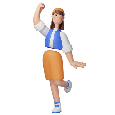 Women doing Excited  3D Illustration