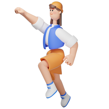Women doing Flying On  3D Icon