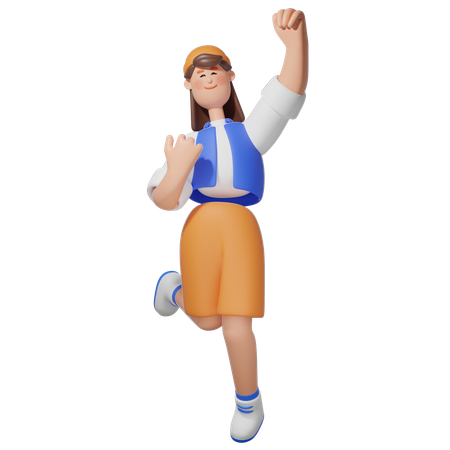 Women Doing Jumping pose  3D Illustration