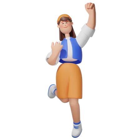 Women Doing Jumping pose  3D Illustration