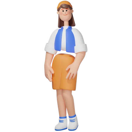 Women doing Standing pose  3D Illustration