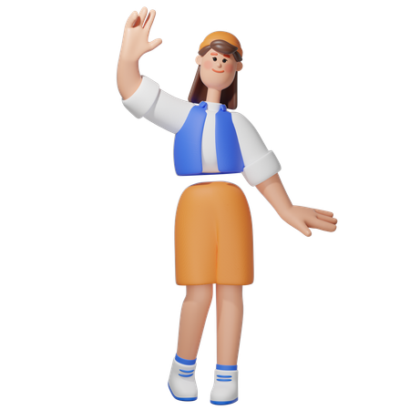 Women doing Waving Hand pose  3D Icon