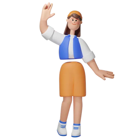 Women doing Waving Hand pose  3D Illustration