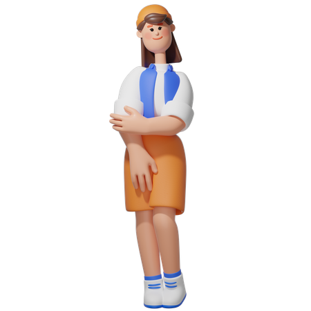 Women feeling Shy pose  3D Illustration