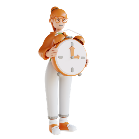 Women Holding Clock  3D Illustration