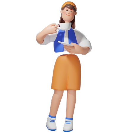 Women Holding Coffee  3D Icon