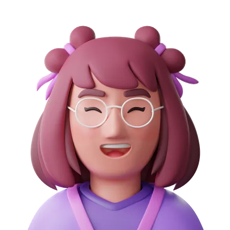 Women Pigtail Glasses  3D Icon