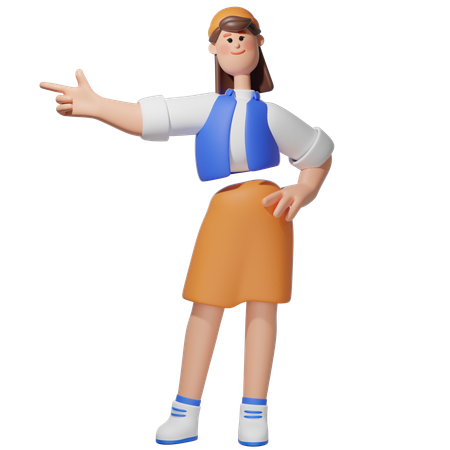 Women Pointing Left  3D Illustration