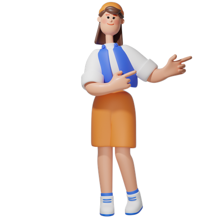Women Pointing Right  3D Icon