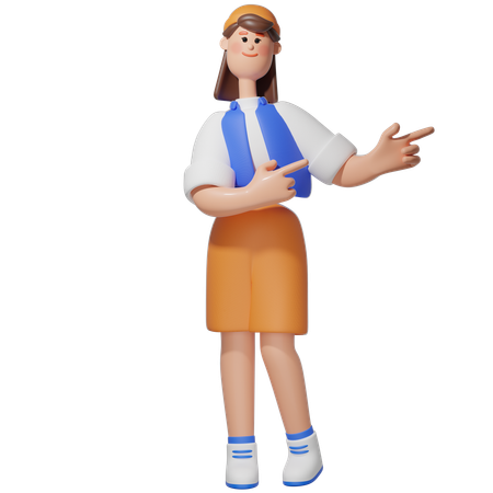 Women Pointing Right  3D Illustration