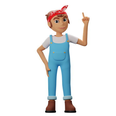 Women Pointing Up  3D Illustration