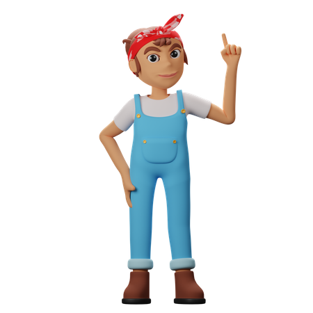 Women Pointing Up  3D Illustration