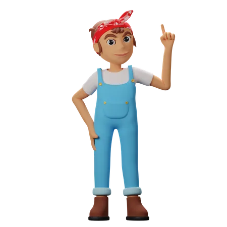 Women Pointing Up  3D Illustration