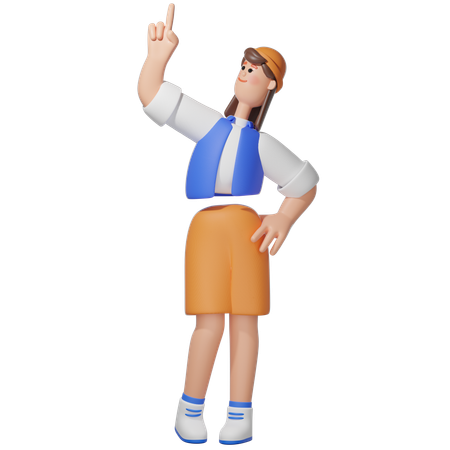 Women Pointing Upwards  3D Icon
