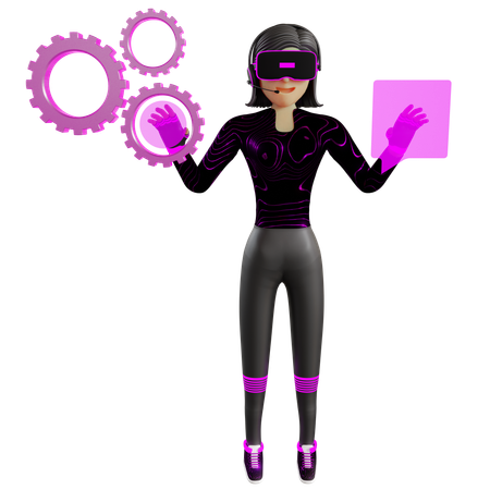 Women Provides Assistance Through Metaverse  3D Illustration