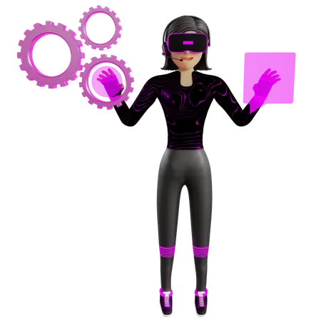 Women Provides Assistance Through Metaverse  3D Illustration