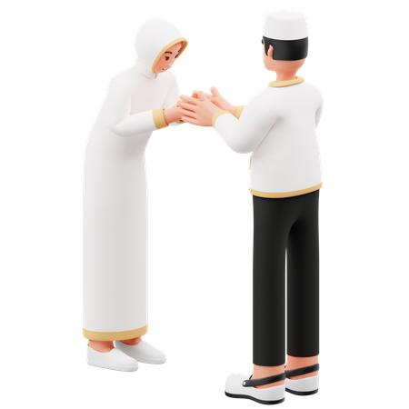 Women Shaking Hands To Men  3D Illustration