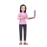 graphics of businesswoman showing laptop