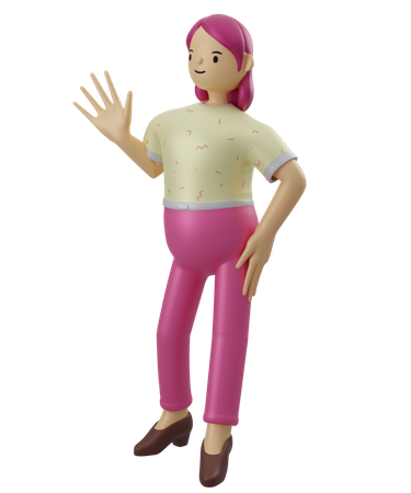 Women showing stop sign  3D Icon