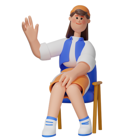 Women Sitting on Chair  3D Icon