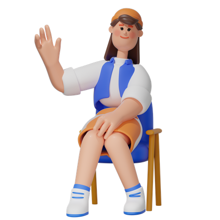 Women Sitting on Chair  3D Illustration