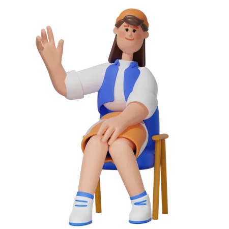 Women Sitting on Chair  3D Illustration