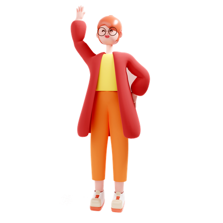 Women Standing with hand up  3D Illustration