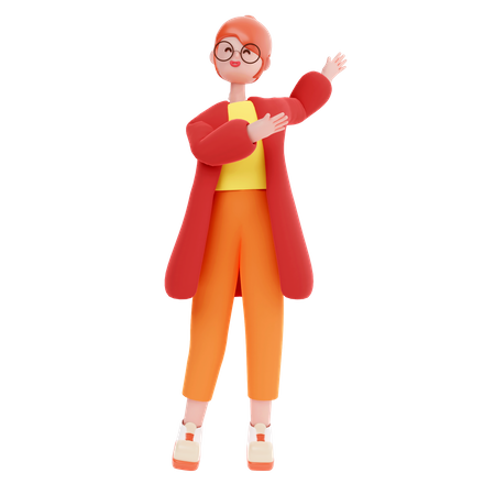 Women Standing with hand up  3D Illustration