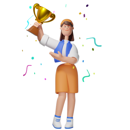 Women with Celebrating Winning  3D Illustration